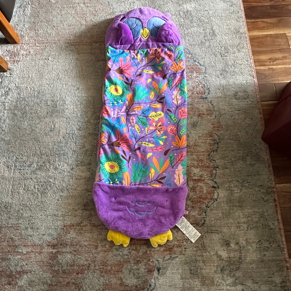 Happy Nappers Purple Owl Kids Sleeping Bag Plush Character Pillow 2 in 1 20x54